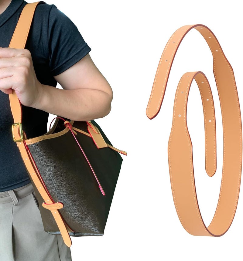 RICLVS Genuine Vachetta Leather Crossbody Strap Genuine Leather Adjustable Replacement Strap for Shoulder Bag Handbag Purse - Image 2